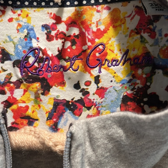 Men’s full zip Robert Graham. Lightweight, soft. Grey. 2XL. Great condition! - Picture 2 of 4